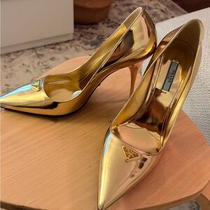 Gold Prada Heels